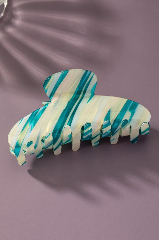 Large Colorful Striped Acetate Hair Claw Clip