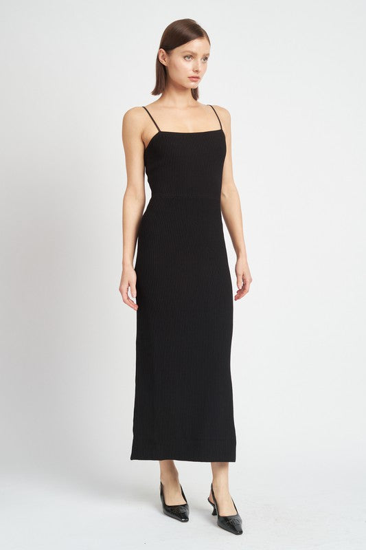 Back Slit Ribbed Maxi Dress