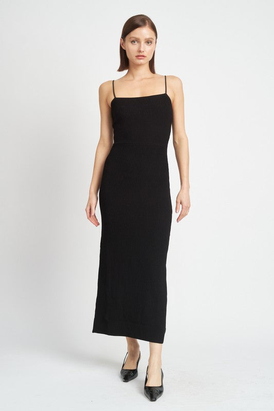 Back Slit Ribbed Maxi Dress