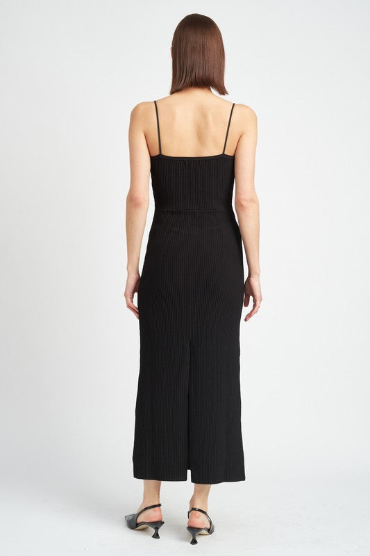 Back Slit Ribbed Maxi Dress