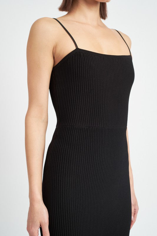 Back Slit Ribbed Maxi Dress
