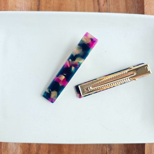 Eleanor Hair Clips in Navy Maroon - Set of 2