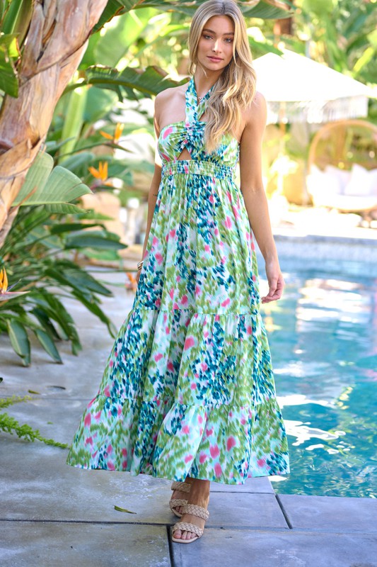 Printed Sleeveless Maxi Dress