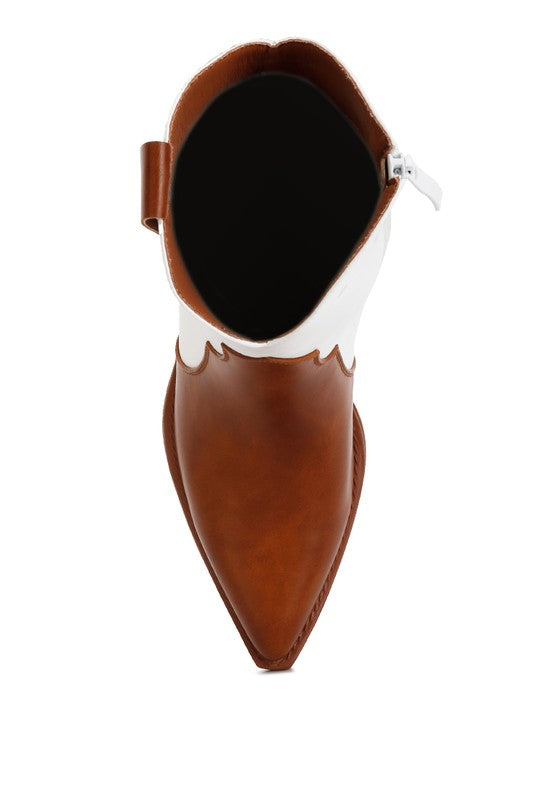 Faux Leather Patchwork Detail Boots