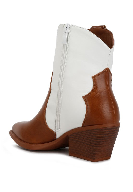 Faux Leather Patchwork Detail Boots