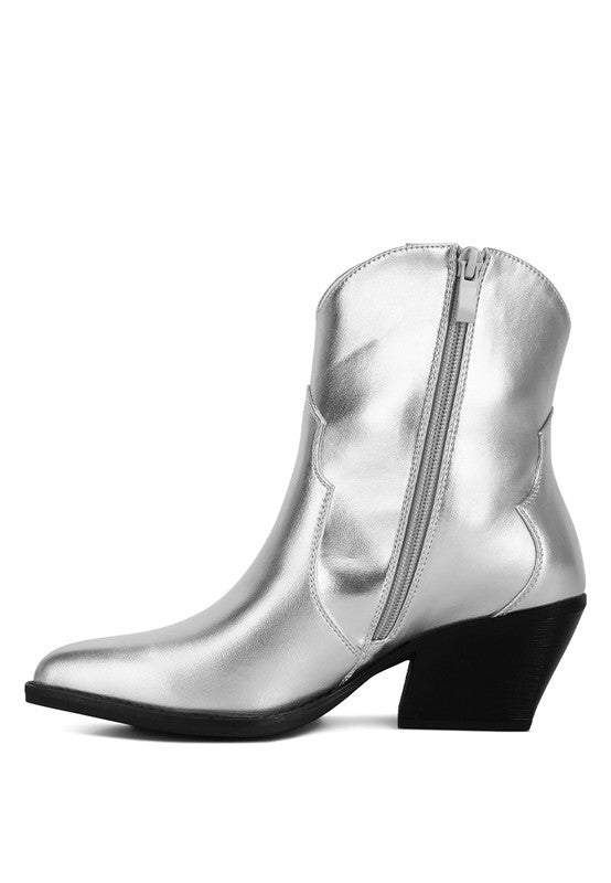 Metallic Faux Leather Boots