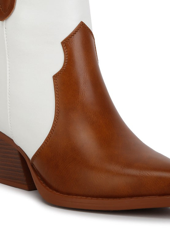 Faux Leather Patchwork Detail Boots