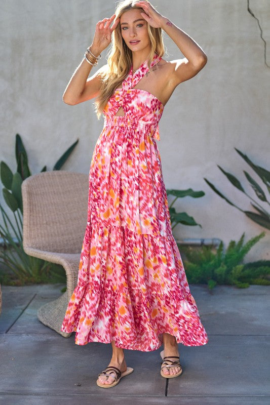 Printed Sleeveless Maxi Dress