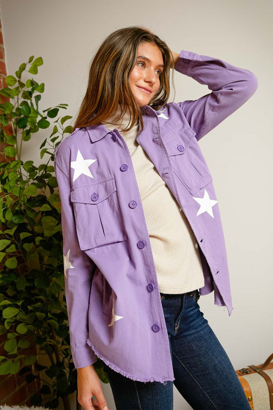 Star-Printed Military Jacket
