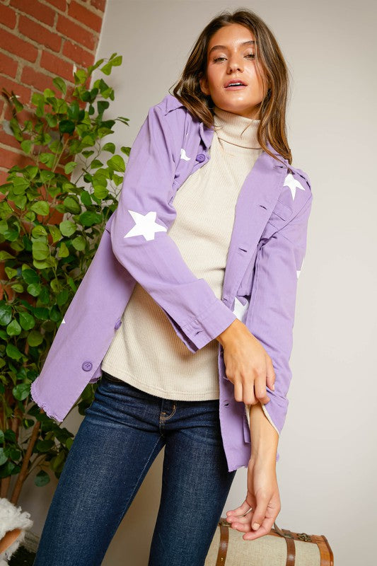 Star-Printed Military Jacket