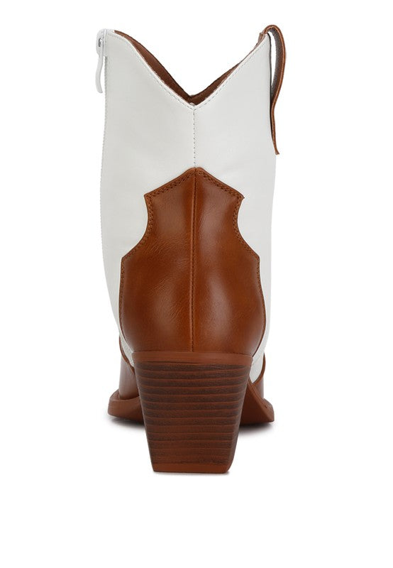 Faux Leather Patchwork Detail Boots
