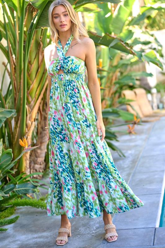 Printed Sleeveless Maxi Dress