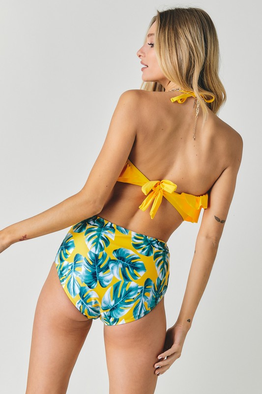 Ruffled Charm Printed Two-Piece Swimsuit