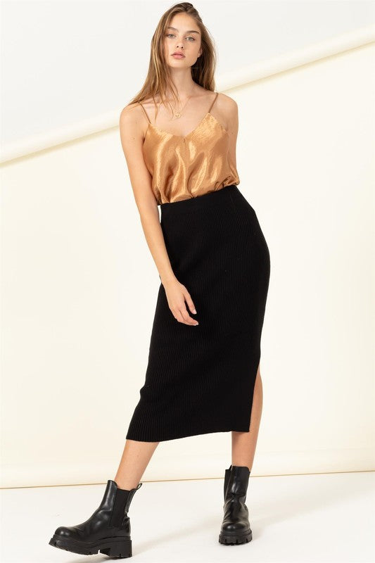 Ribbed High Waist Midi Skirt Apricot Lane Boutique Scottsdale