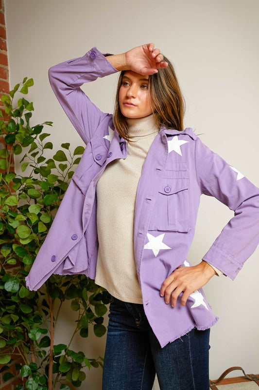 Star-Printed Military Jacket