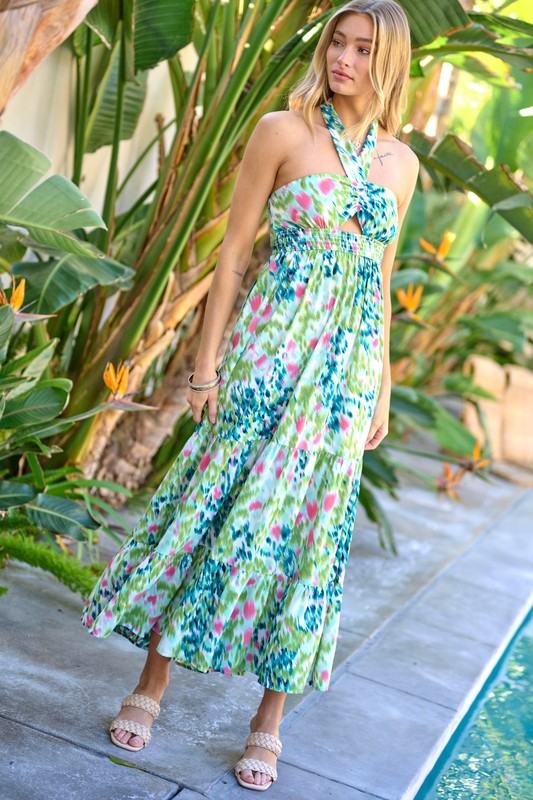 Printed Sleeveless Maxi Dress