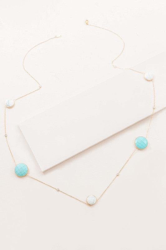 Bohemian White and Turquoise Stone Necklace