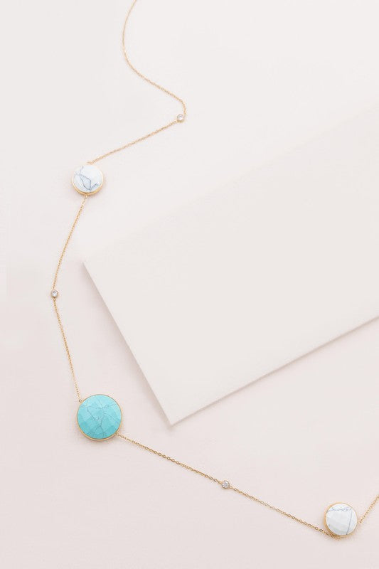 Bohemian White and Turquoise Stone Necklace