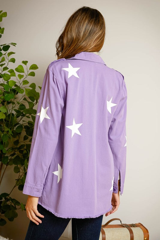 Star-Printed Military Jacket