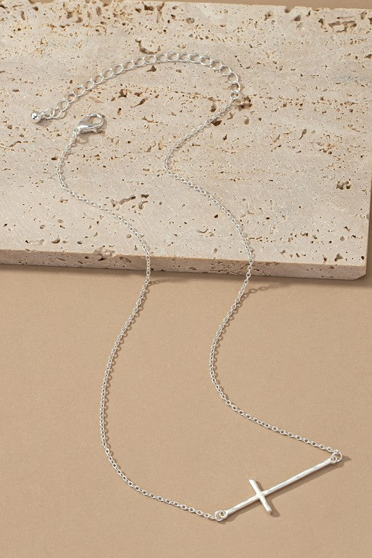 Patina Horizontal Cross Necklace
