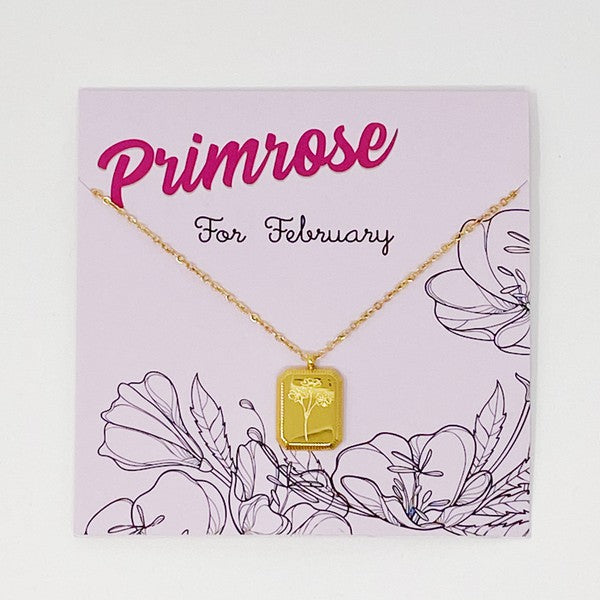 Engraved Flower Birthstone Pendant Necklace