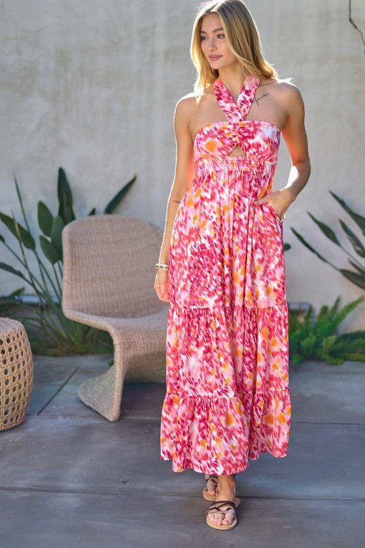 Printed Sleeveless Maxi Dress