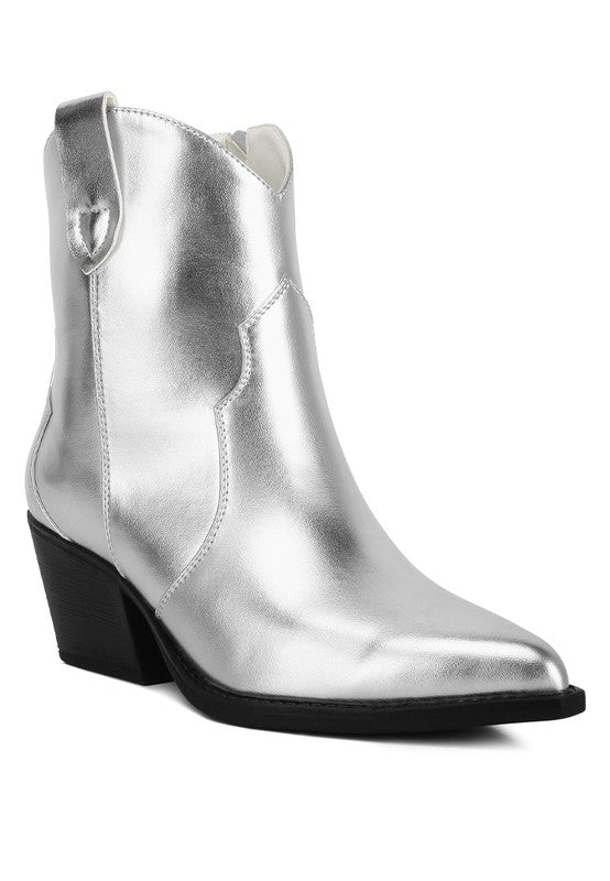 Metallic Faux Leather Boots