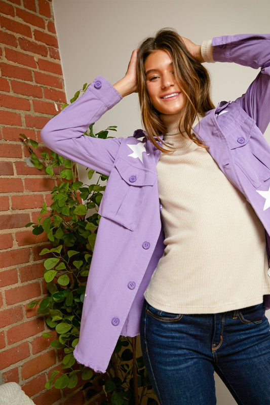 Star-Printed Military Jacket