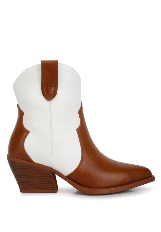 Faux Leather Patchwork Detail Boots
