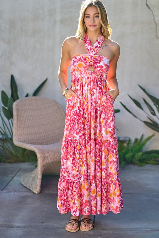 Printed Sleeveless Maxi Dress
