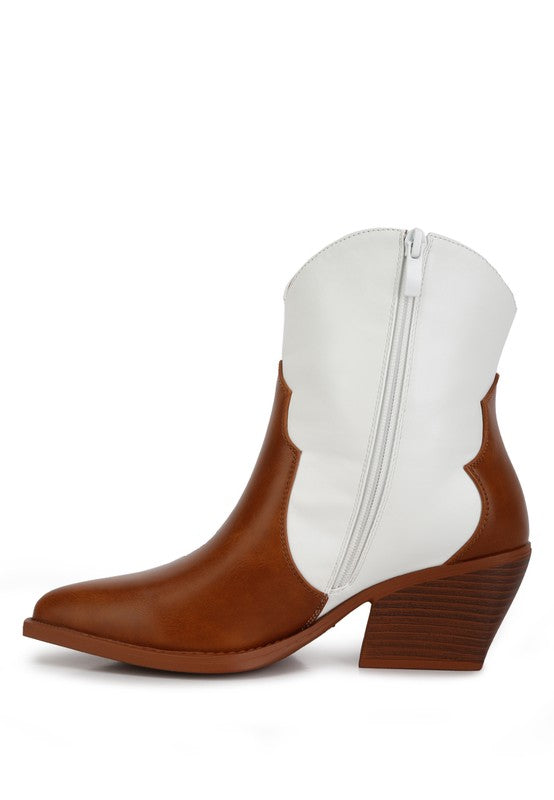 Faux Leather Patchwork Detail Boots