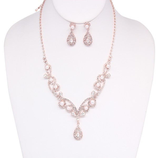 Rose Gold Necklace and Earring Set