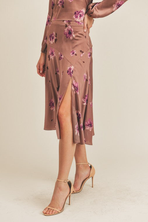 Floral Elegance Side Slit Skirt