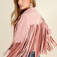 Make a Bold Western Statement with Studded Fringe Open Jacket
