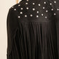 Make a Bold Western Statement with Studded Fringe Open Jacket