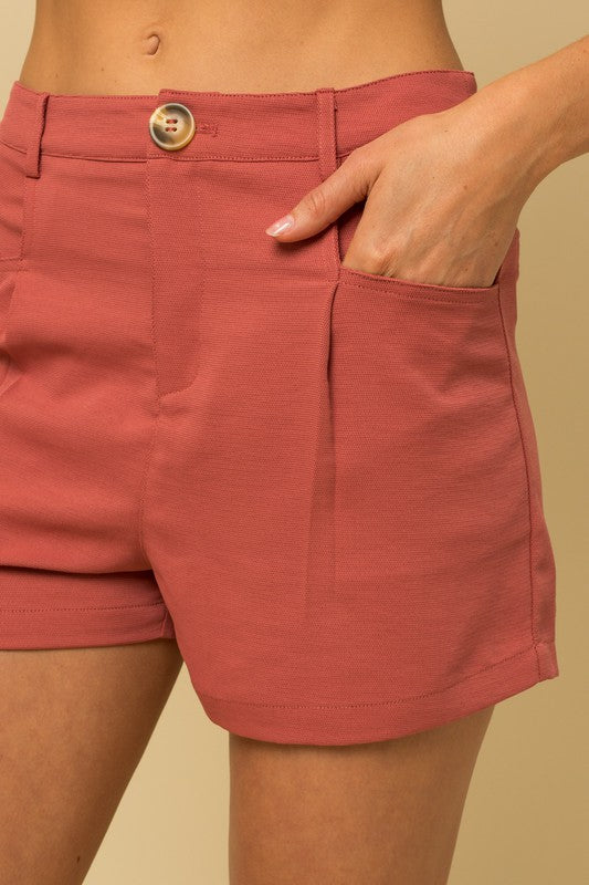 Coral Front Pleated Short