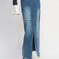 Belted Denim Maxi Skirt