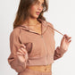 Rose Cropped Zip-Up Hoodie