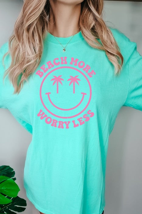 "Beach More Worry Less" Oversized Tee
