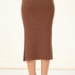 Ribbed High-Waist Midi Skirt