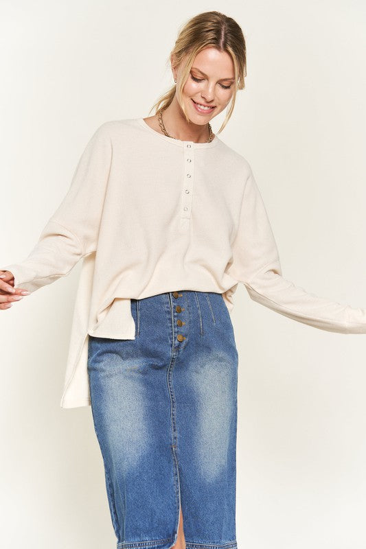 Henley Pullover Knit Top