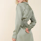 Satin Collared Wrap Mini Dress