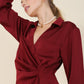 Satin Collared Wrap Mini Dress