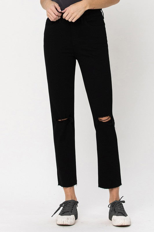 Black High Rise Straight Jeans