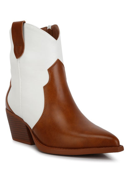 Faux Leather Patchwork Detail Boots